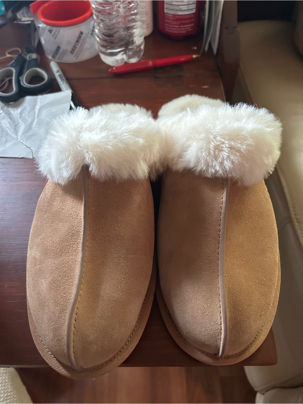 UGG Women's Chestnut Suede Slip-On Shearling Slippers